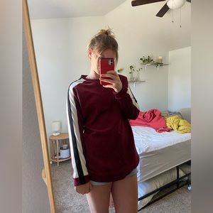 Oversized Stripe Sleeve Pullover Sweatshirt